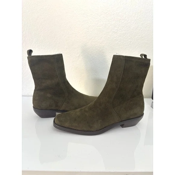 Madewell Idris Ankle Boot Suede Dark Olive Green NX430 Womens 7.5 - Picture 4 of 10